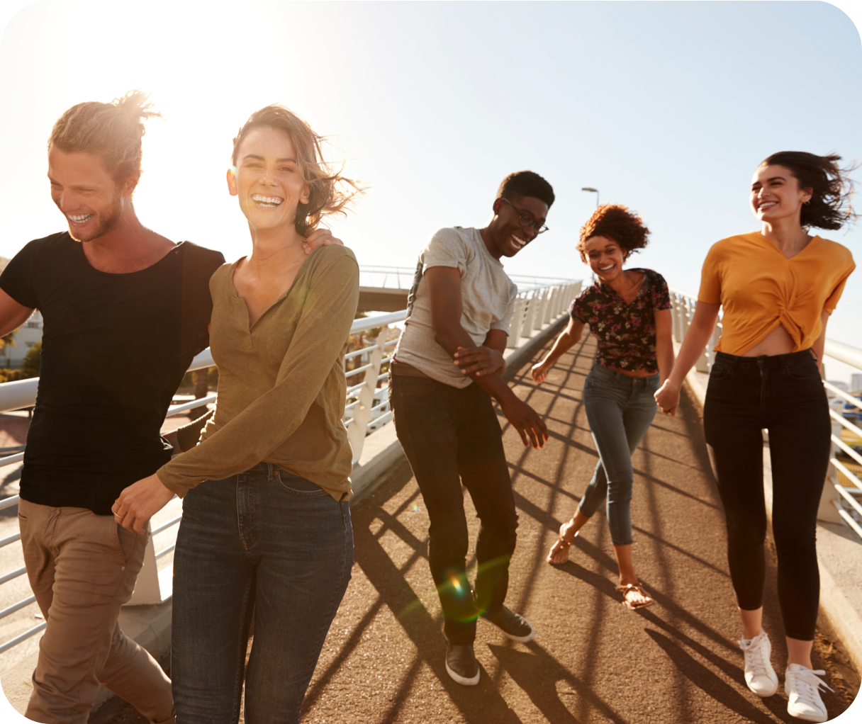 Group of people running outdoors