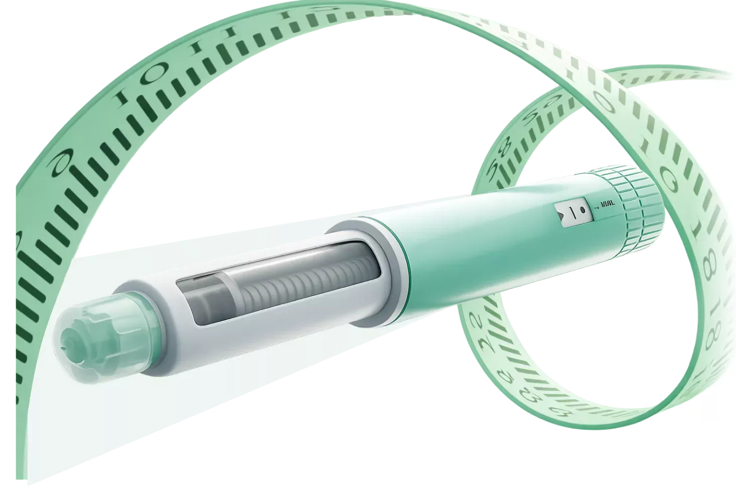 Compounded semaglutide injection pen with measuring tape — Richmond Pharmacy weight loss medications